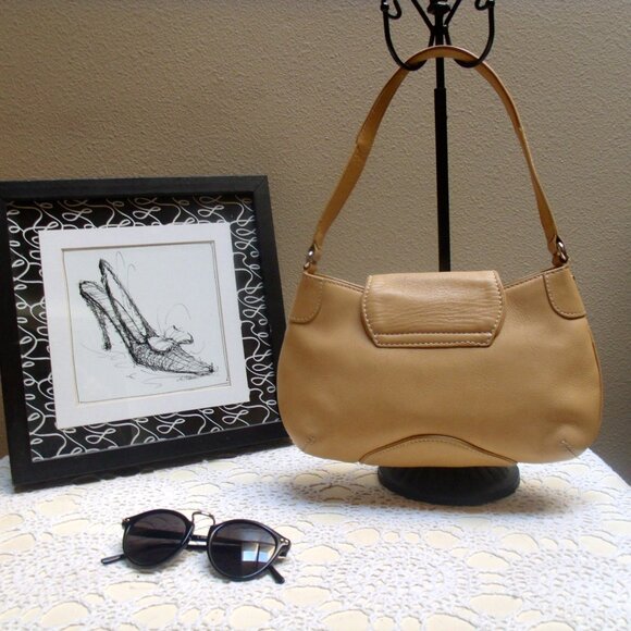 COLE HAAN Classic Creamy Tan Beige Leather Satchel Bag - Picture 3 of 10